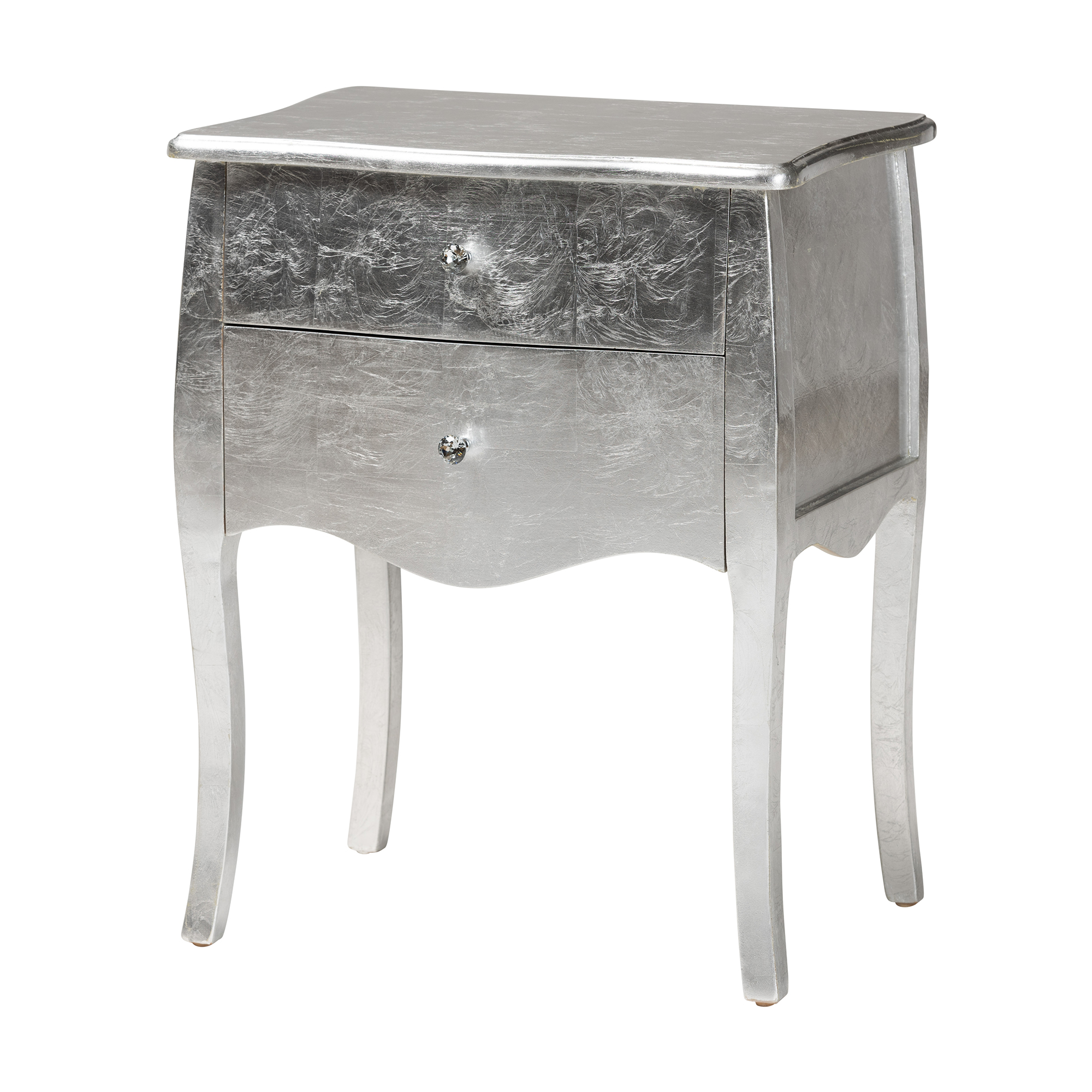 Baxton Studio Patrice Classic and Traditional Silver Finished Wood 2-Drawer End Table